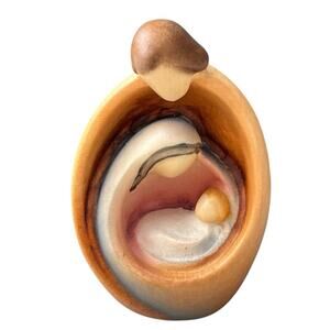 Holy Family Fibonacci Spiral Shape Nativity Decorated Wood Figurine 2.8" H Italy